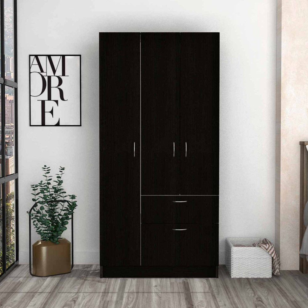 71" Black and White Single Drawer Combo Dresser