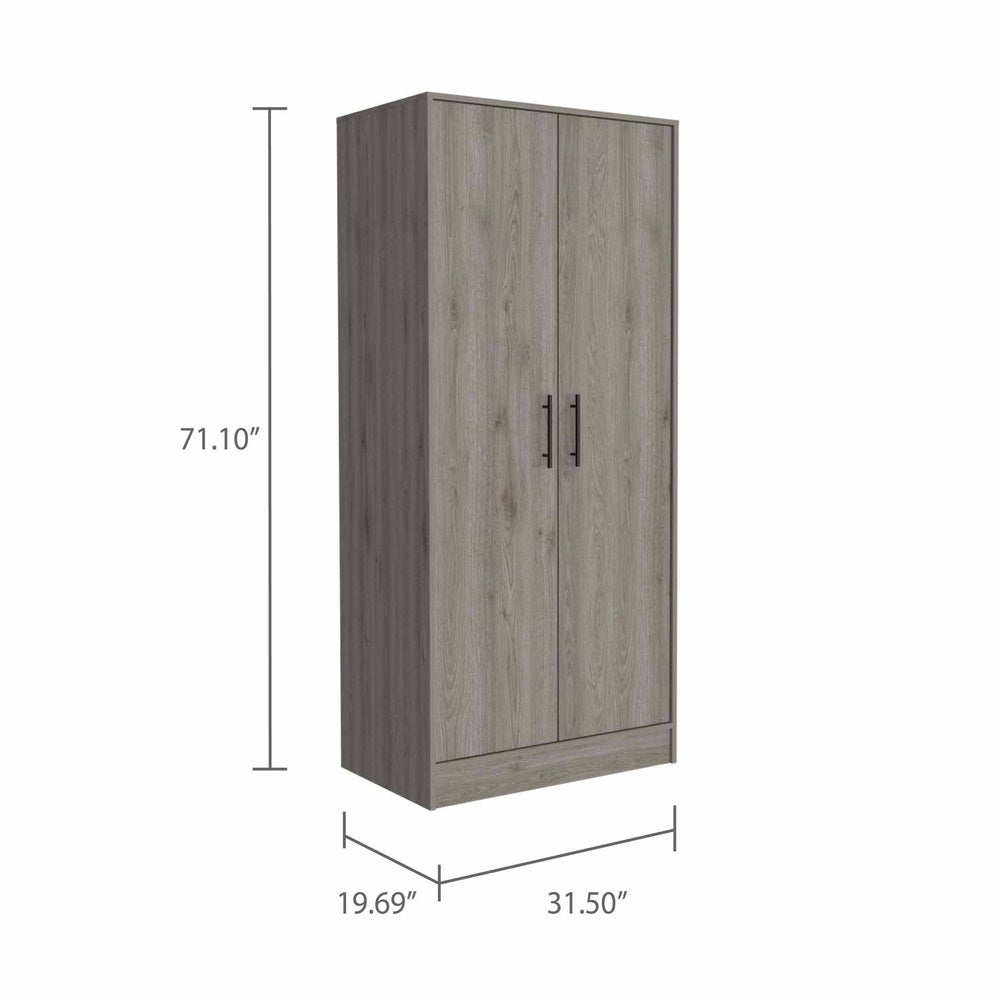 71" White Wood Two Door Single Drawer Combo Dresser