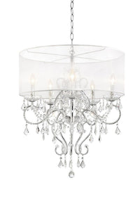 Glam Silver Faux Crystal Hanging Celing Lamp with See Thru Shade