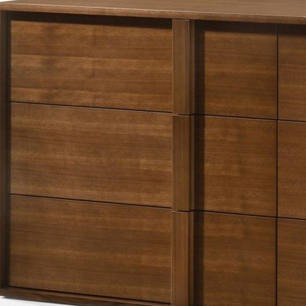 36" Walnut Brown Wood Contemporary Five Drawer Dresser