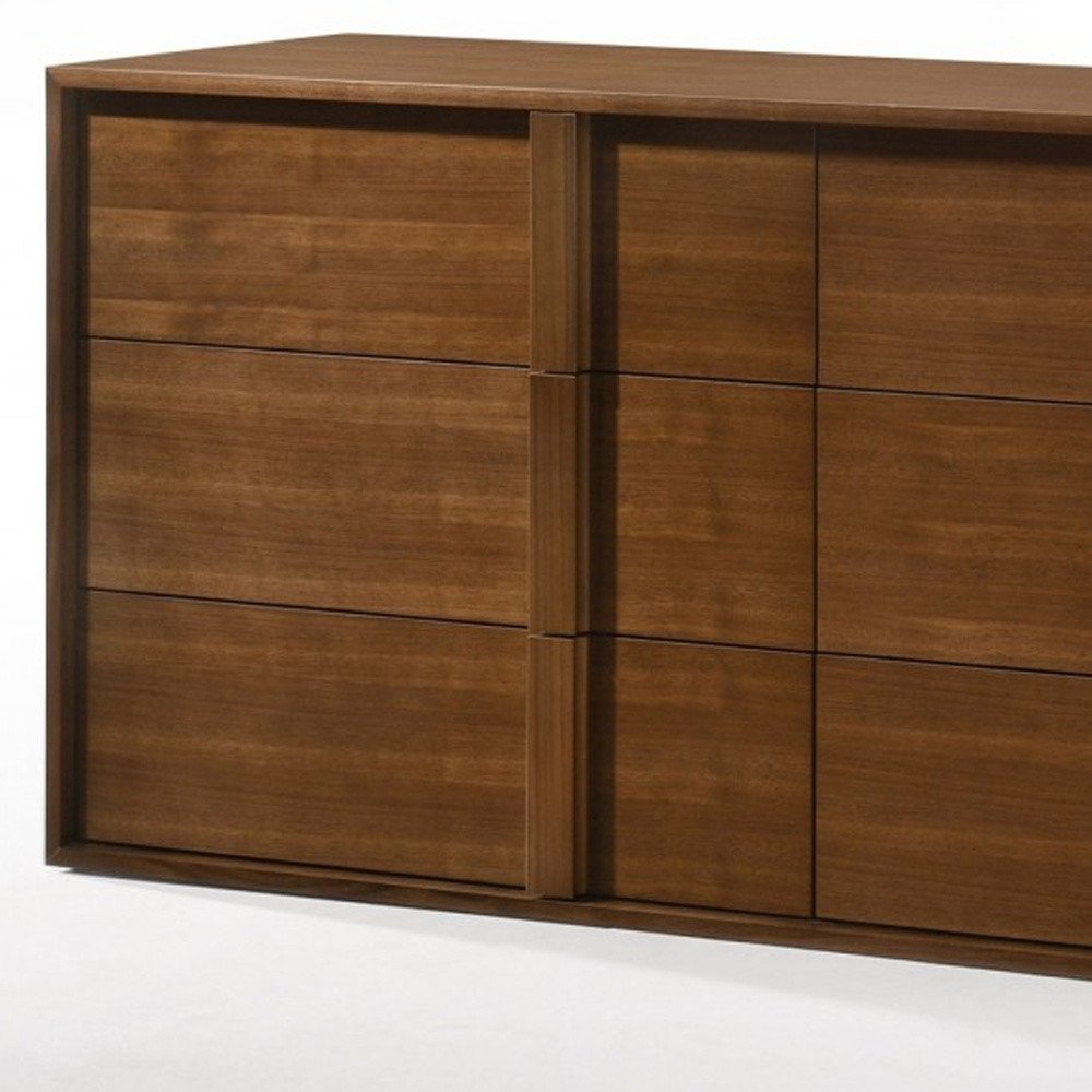 36" Walnut Brown Wood Contemporary Five Drawer Dresser
