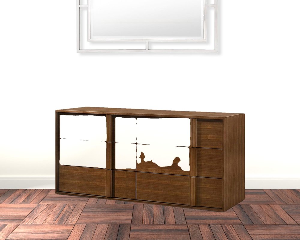 36" Walnut Brown Wood Contemporary Five Drawer Dresser