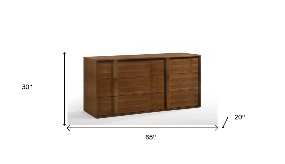 36" Walnut Brown Wood Contemporary Five Drawer Dresser
