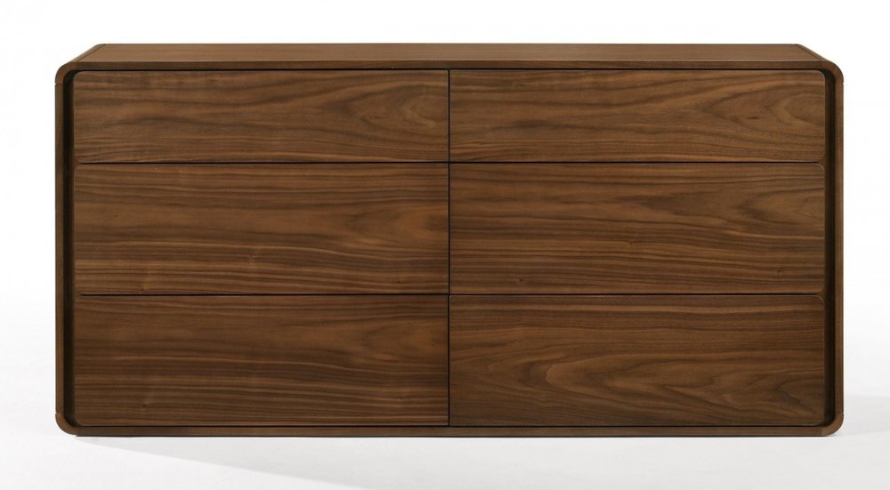 35" Walnut Solid Wood Five Drawer Chest