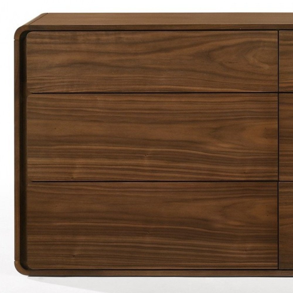 35" Walnut Solid Wood Five Drawer Chest