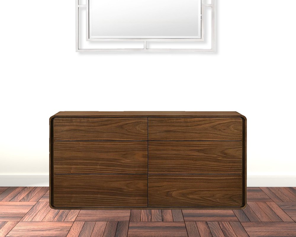 35" Walnut Solid Wood Five Drawer Chest