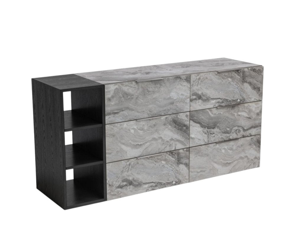 35" Grey Manufactured Wood Five Drawer Chest