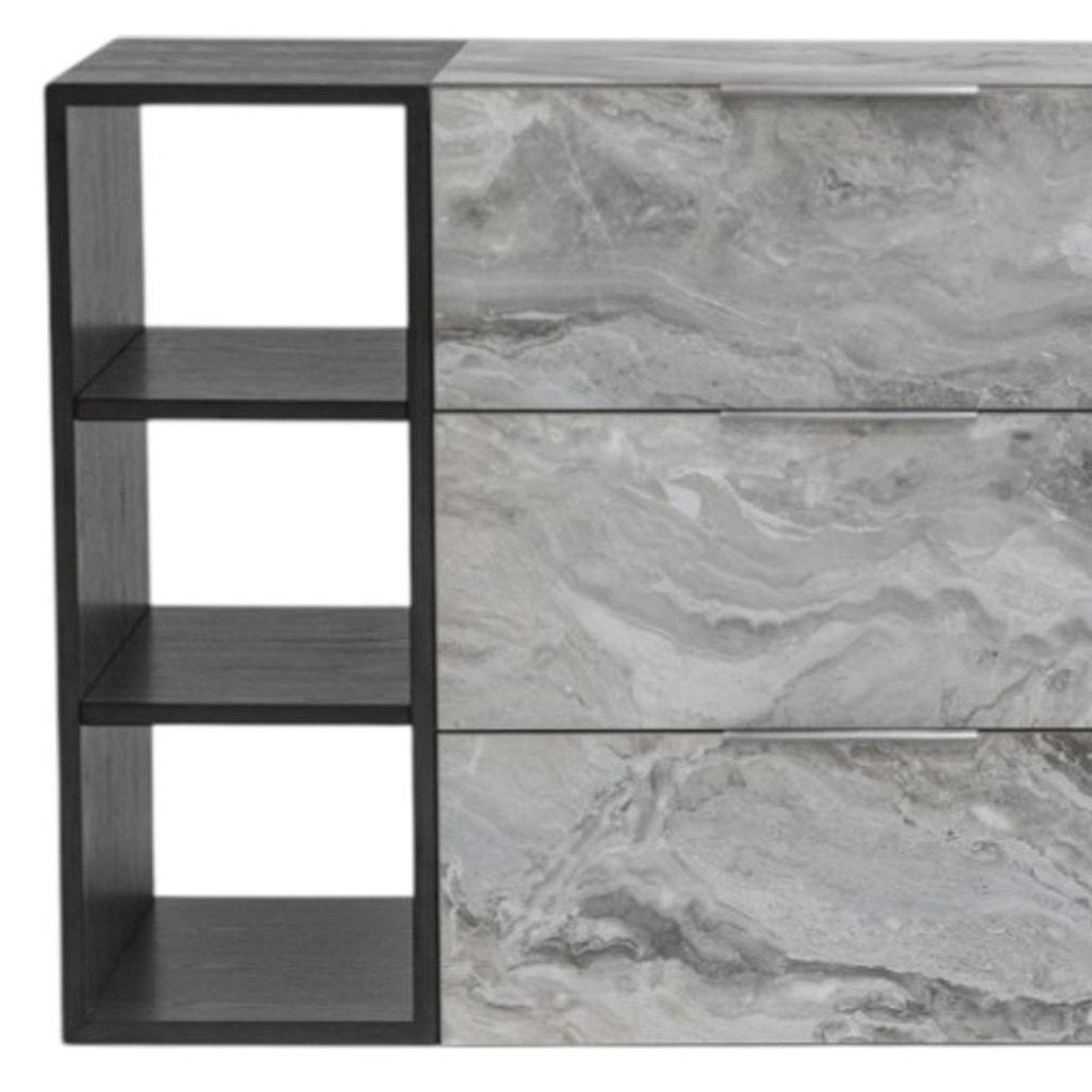 35" Grey Manufactured Wood Five Drawer Chest