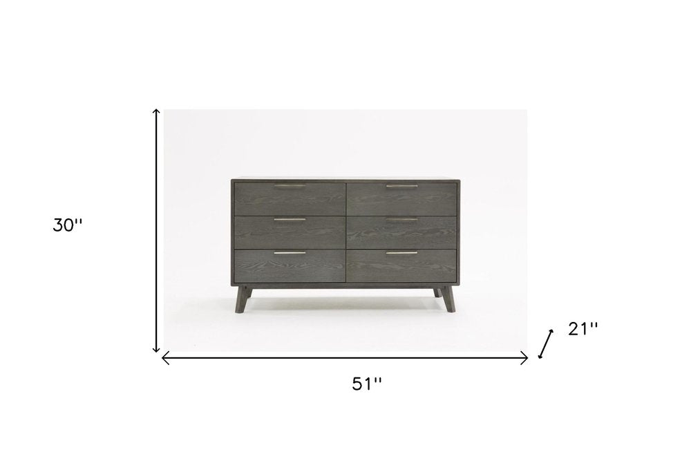 30" Grey Wash Solid Wood Five Drawer Chest