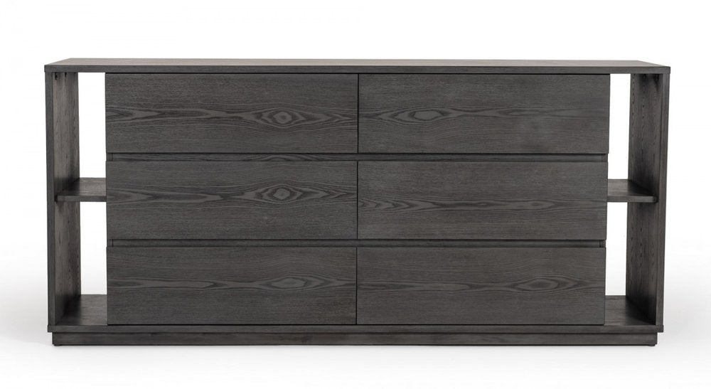 63" Walnut Solid Wood Six Drawer Double Dresser