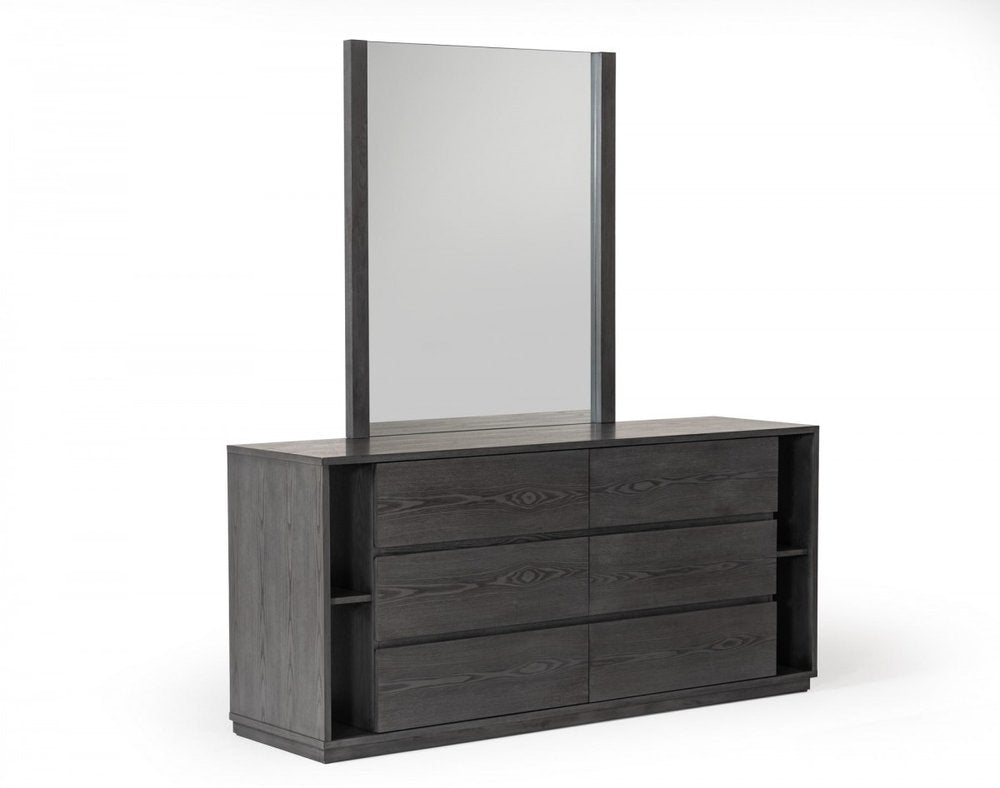 63" Walnut Solid Wood Six Drawer Double Dresser