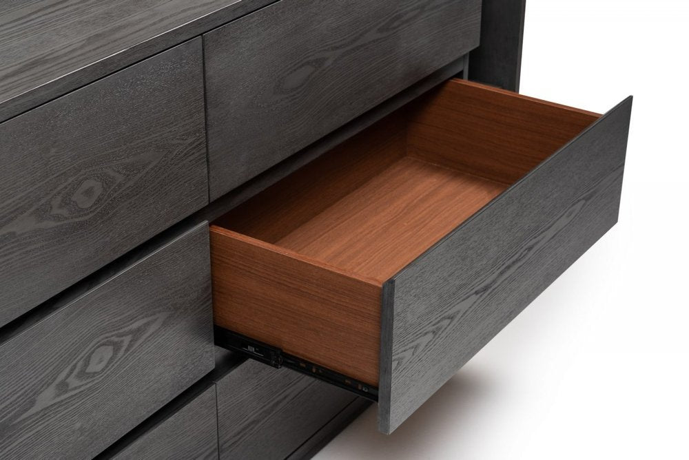 63" Walnut Solid Wood Six Drawer Double Dresser