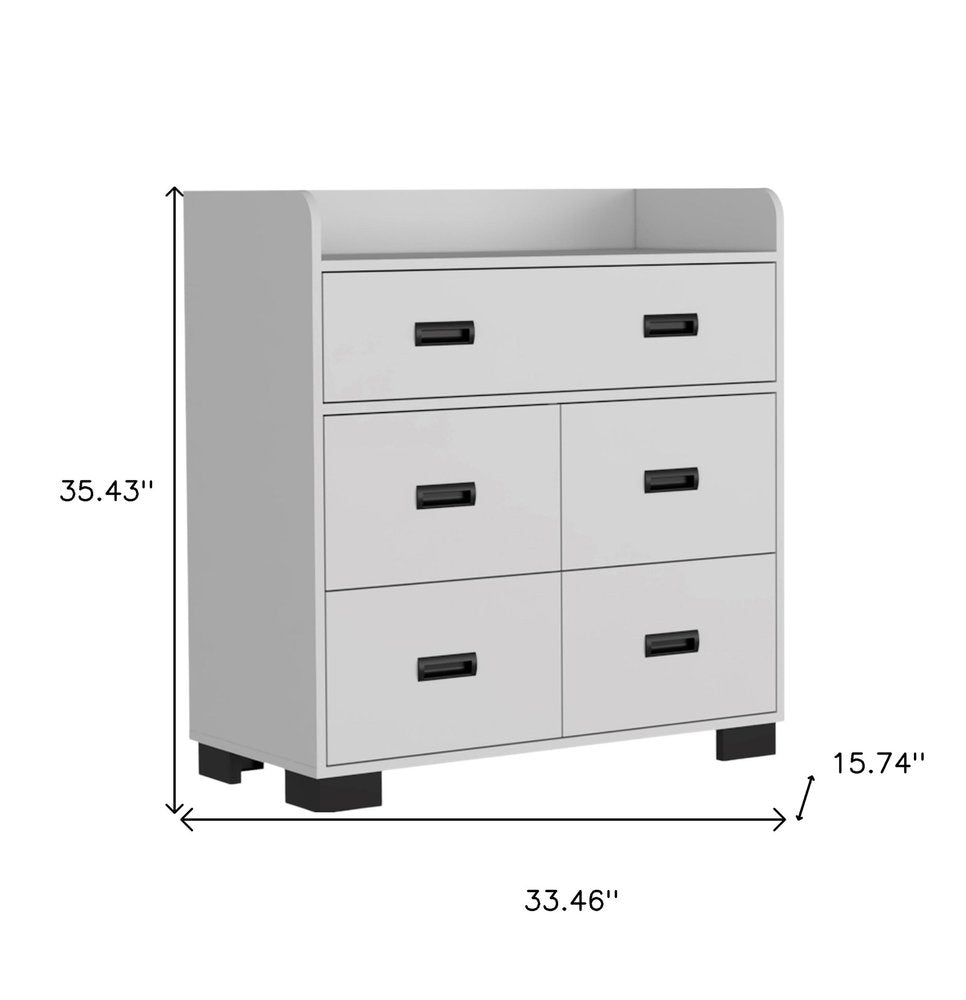 33" Dark Brown Manufactured Wood Five Drawer Dresser