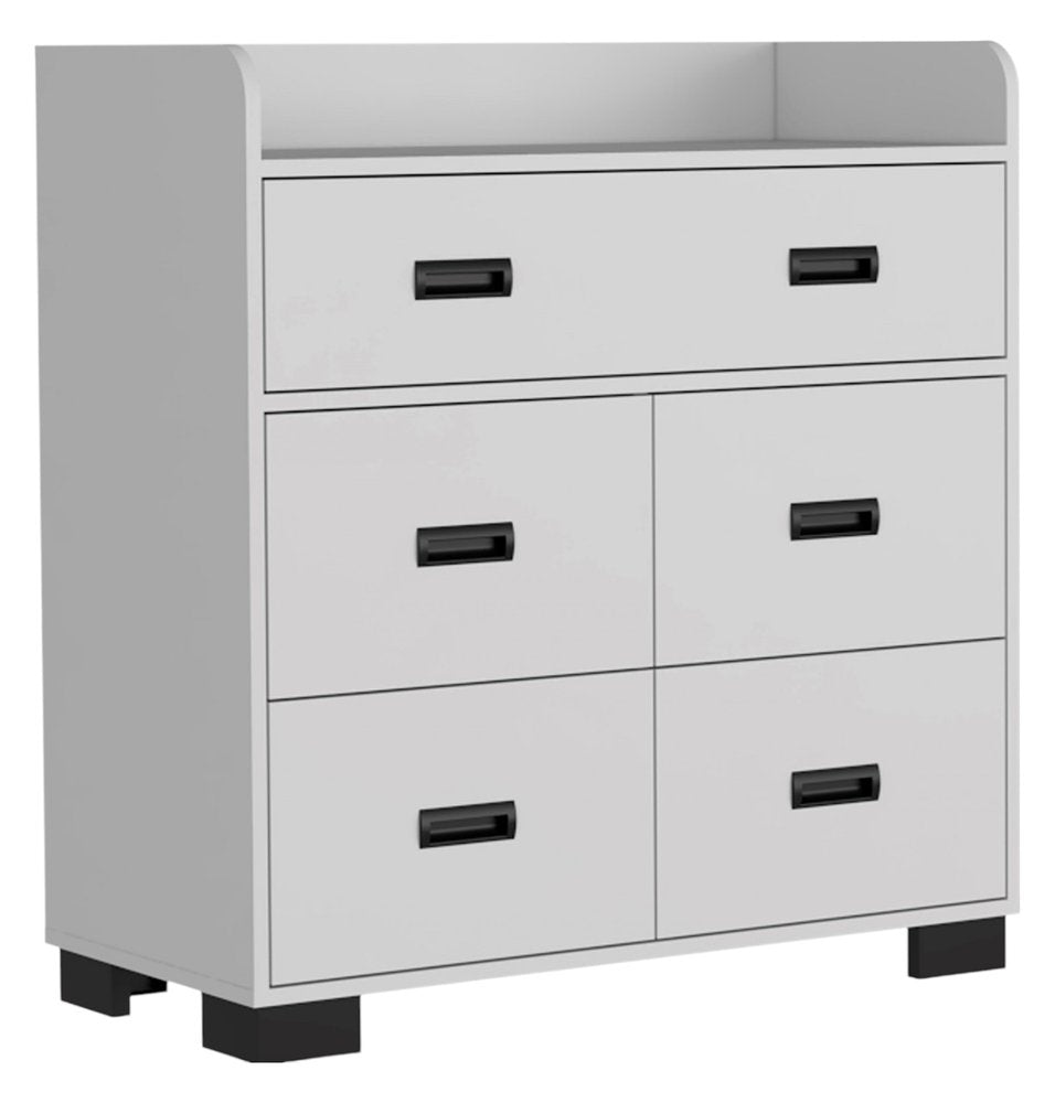 33" Dark Brown Manufactured Wood Five Drawer Dresser
