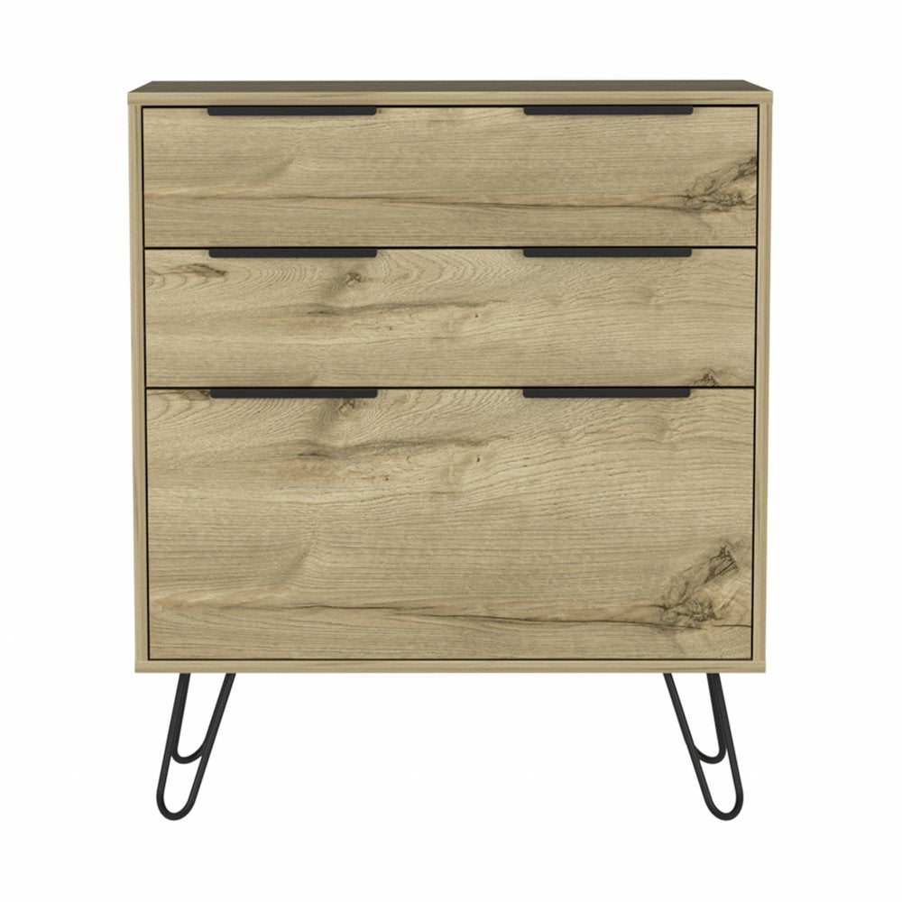 47" Brown and Black Four Drawer Double Dresser