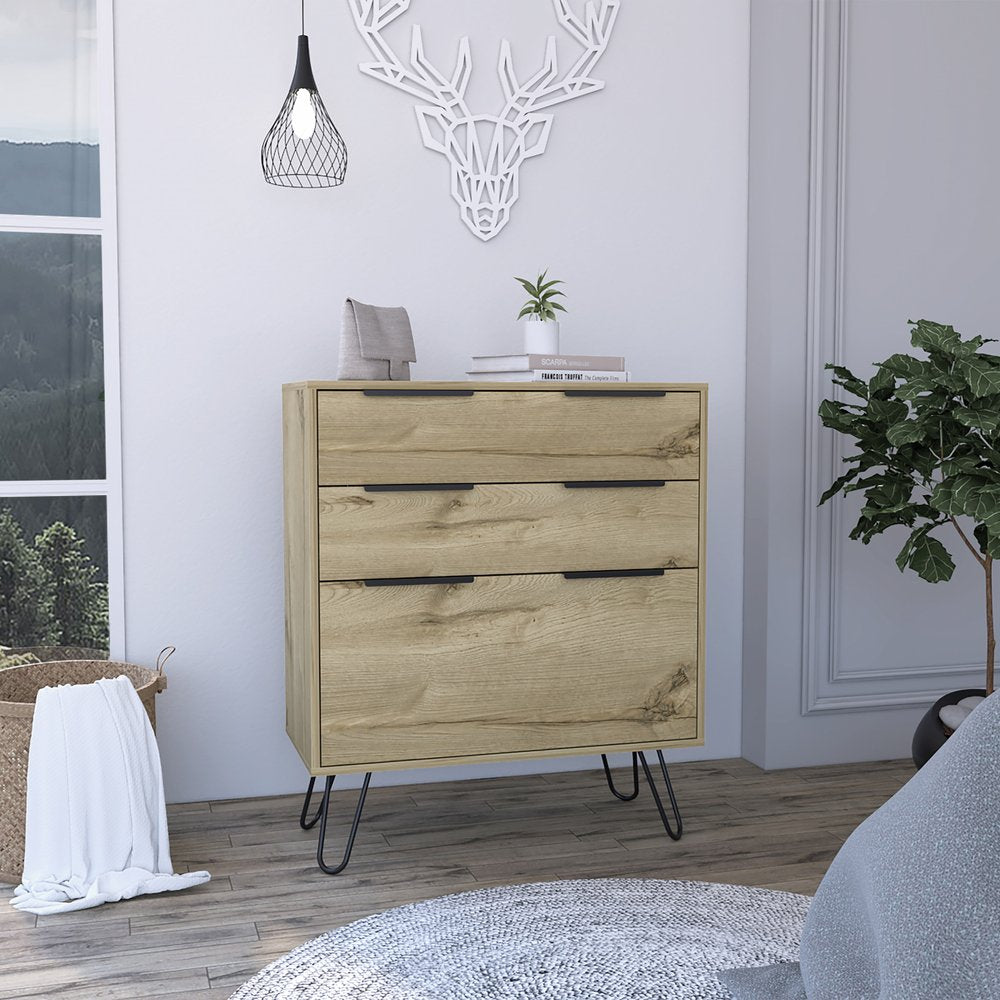 47" Brown and Black Four Drawer Double Dresser