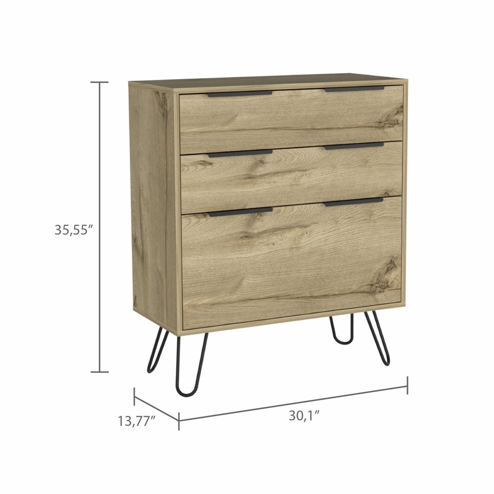 47" Brown and Black Four Drawer Double Dresser