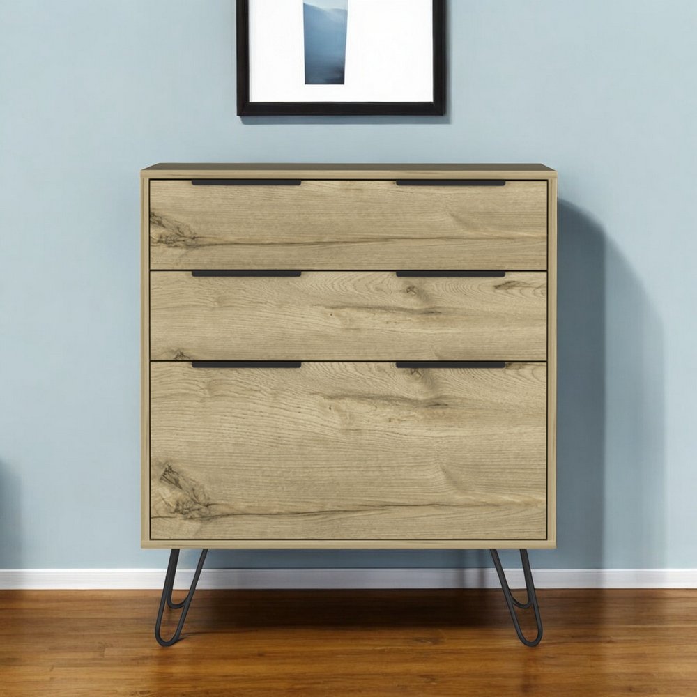 47" Brown and Black Four Drawer Double Dresser