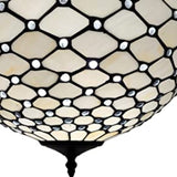 Black and White Tiffany Style Two Light Semi Flush Ceiling Lamp