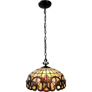 16" Tiffany Style Stained Glass Two Light Glass Dimmable Ceiling Light