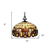 16" Tiffany Style Stained Glass Two Light Glass Dimmable Ceiling Light