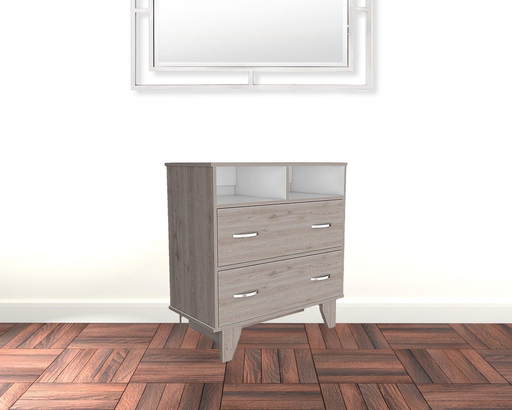 32" Black Manufactured Wood Two Drawer Dresser