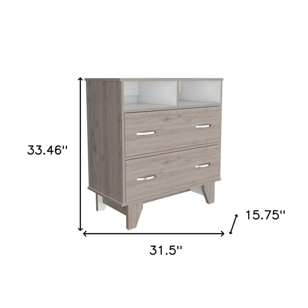 32" Black Manufactured Wood Two Drawer Dresser