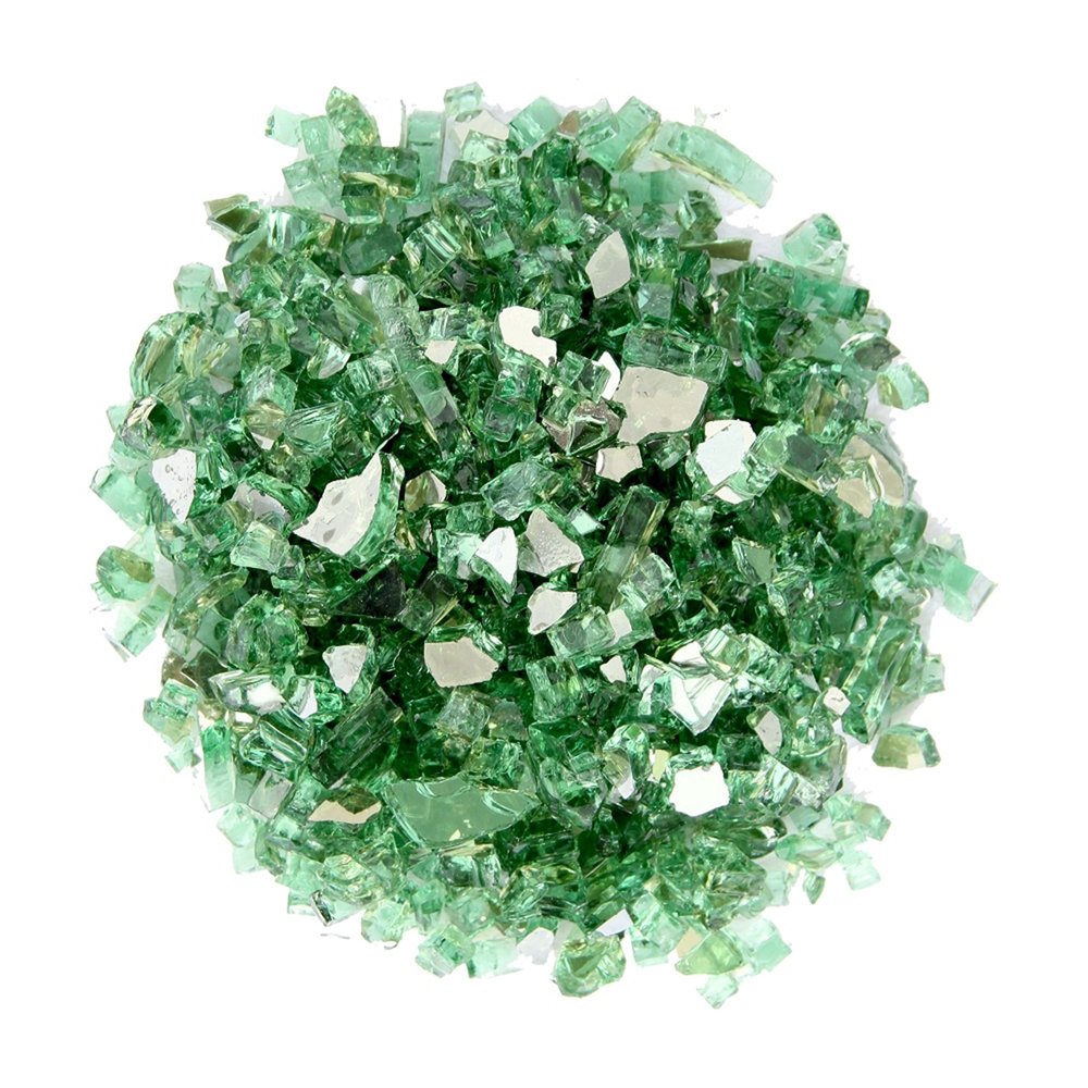 Green Round Reflective Fire Pit Glass