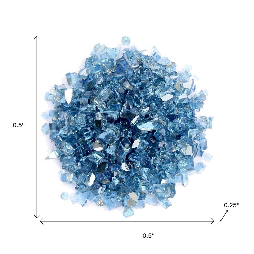 Sky Blue Round Reflective Fire Pit Glass