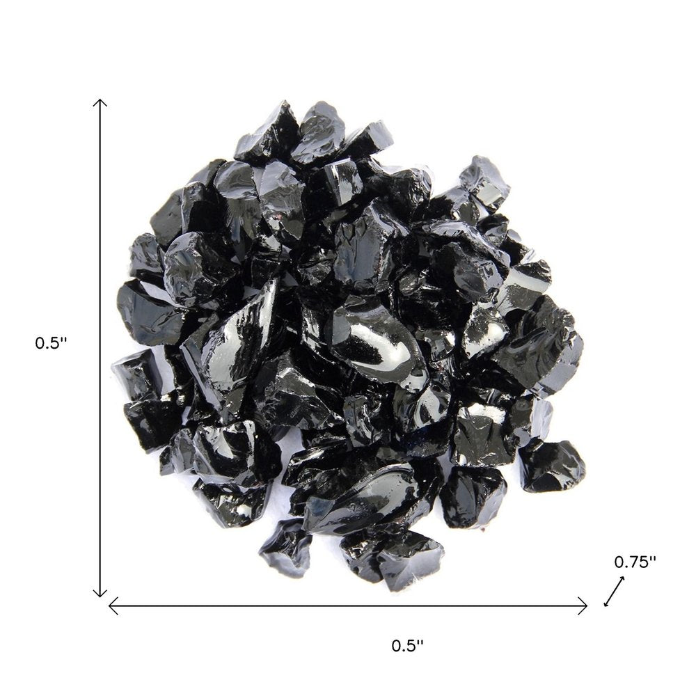 Black Round Reflective Fire Pit Glass