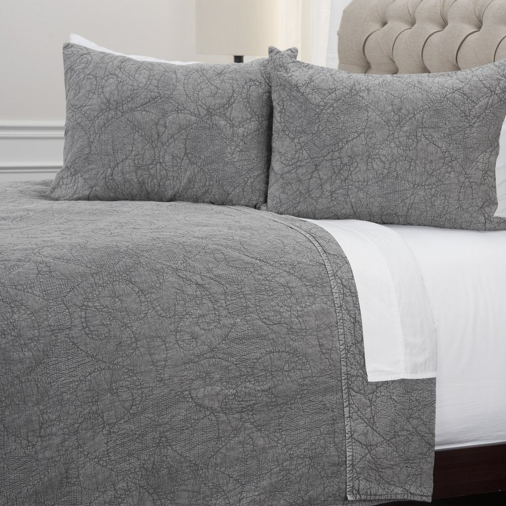 Gray Damask Queen Quilt