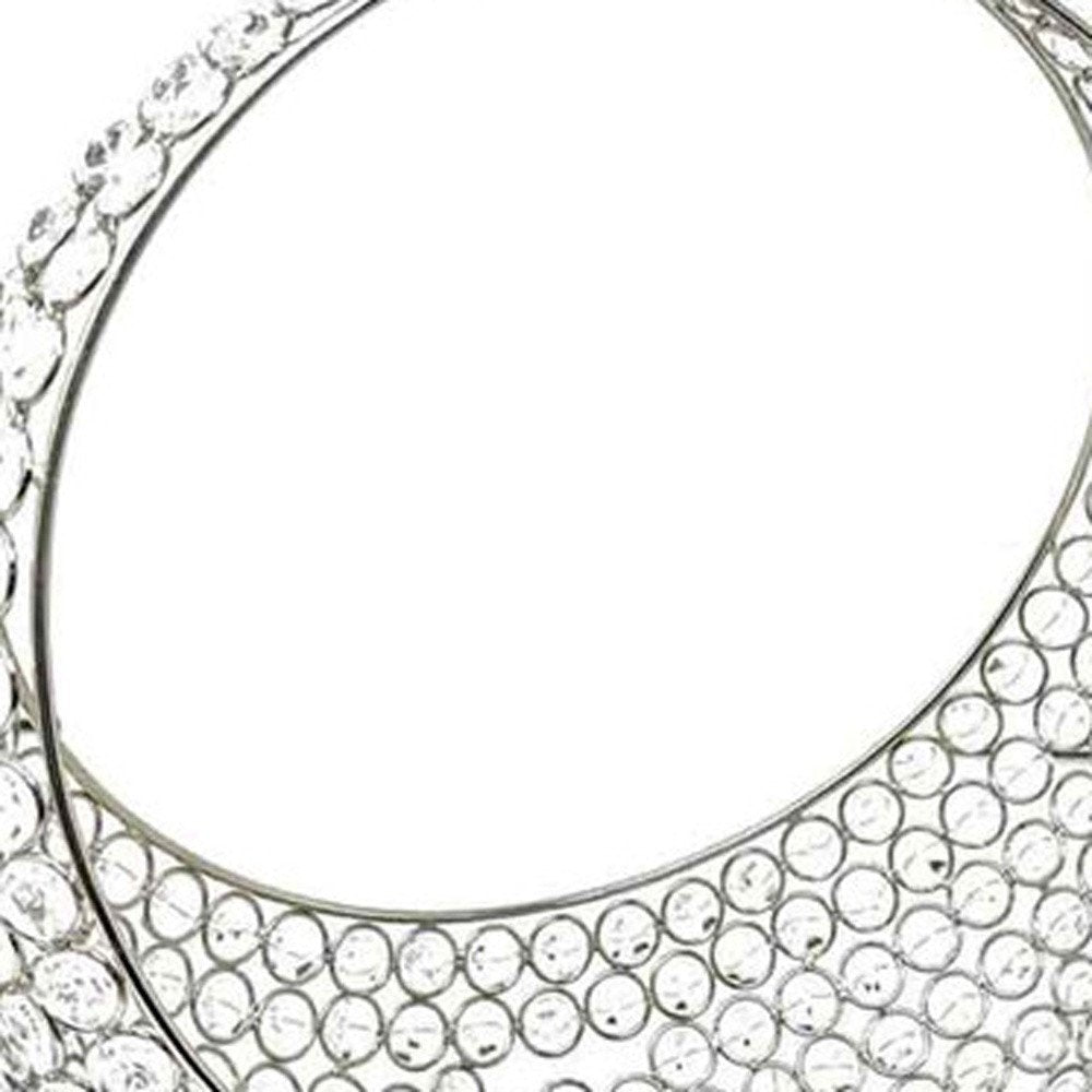 16" Silver and Faux Crystal Bling Ring Basket