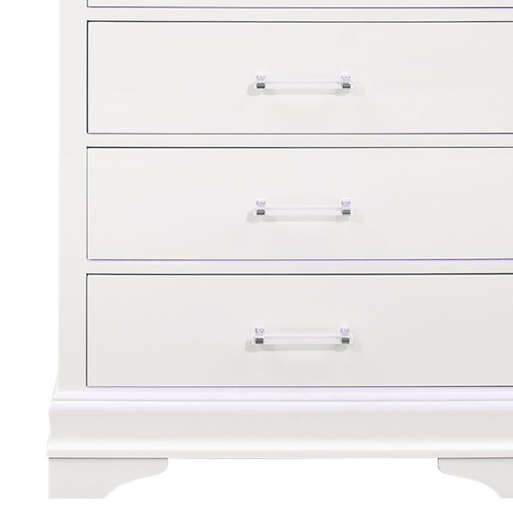 16" Blue Solid Wood Five Drawer Chest With LED Lighting