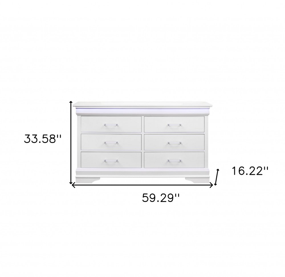 16" Blue Solid Wood Five Drawer Chest With LED Lighting
