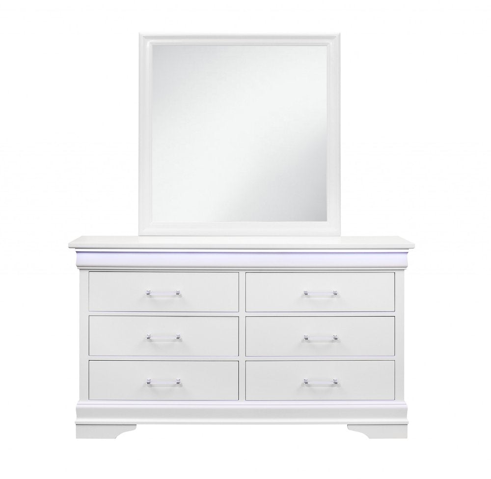 16" Blue Solid Wood Five Drawer Chest With LED Lighting