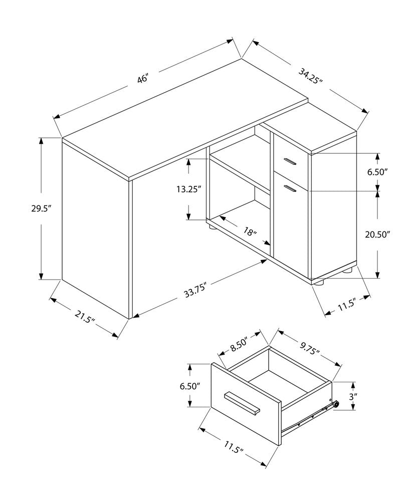 46" Gray Wood L Shape Computer Desk