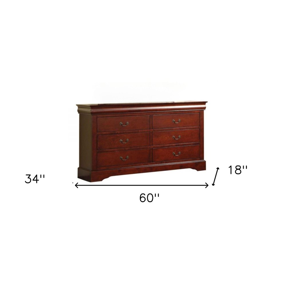 60" Black Solid and Manufactured Wood Six Drawer Double Dresser