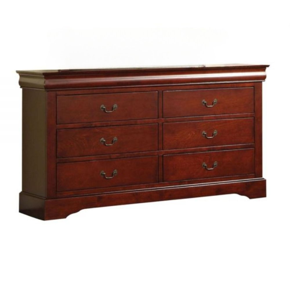 60" Black Solid and Manufactured Wood Six Drawer Double Dresser