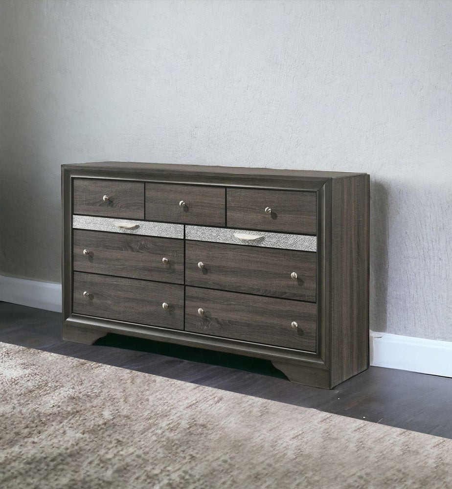 63" Black Manufactured Wood Nine Drawer Gentlemans Chest