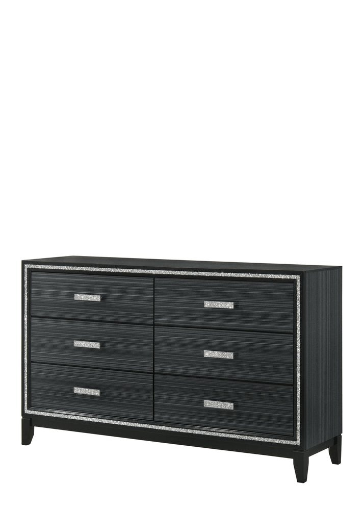 59" Natural Brown Manufactured Wood Six Drawer Double Dresser