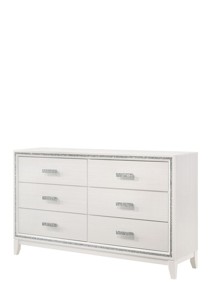 59" Natural Brown Manufactured Wood Six Drawer Double Dresser