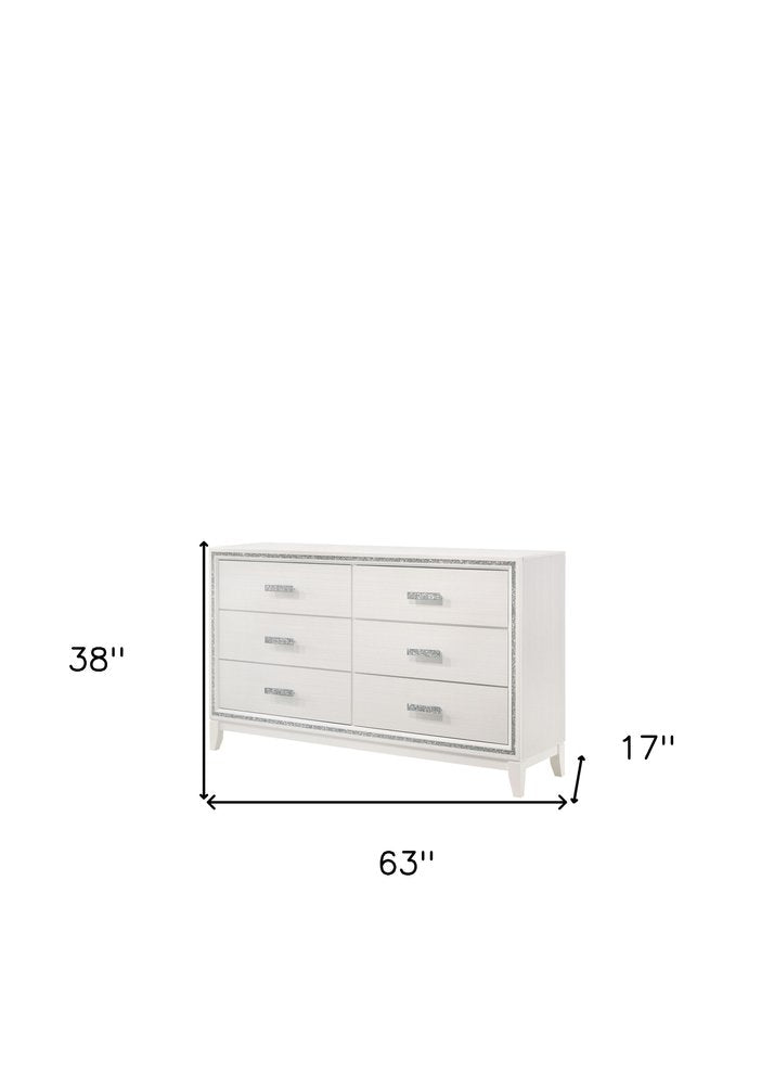 59" Natural Brown Manufactured Wood Six Drawer Double Dresser