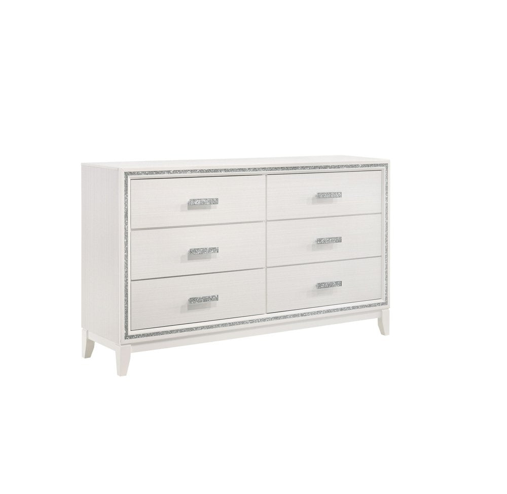 59" Natural Brown Manufactured Wood Six Drawer Double Dresser
