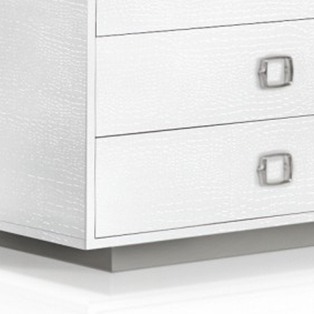 63" Black Six Drawer Shagreen Faux Croc Double Dresser