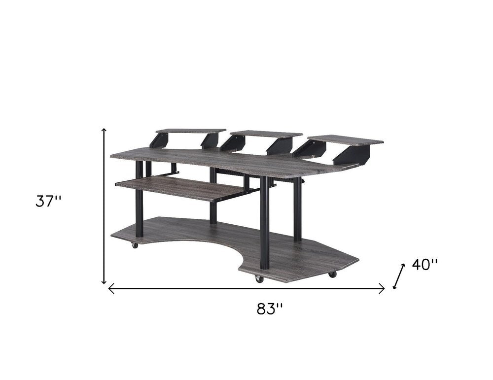 83" Black Music Recording Studio Desk