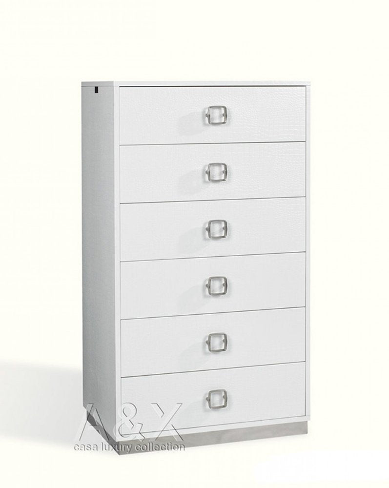 63" Black Six Drawer Shagreen Faux Croc Double Dresser