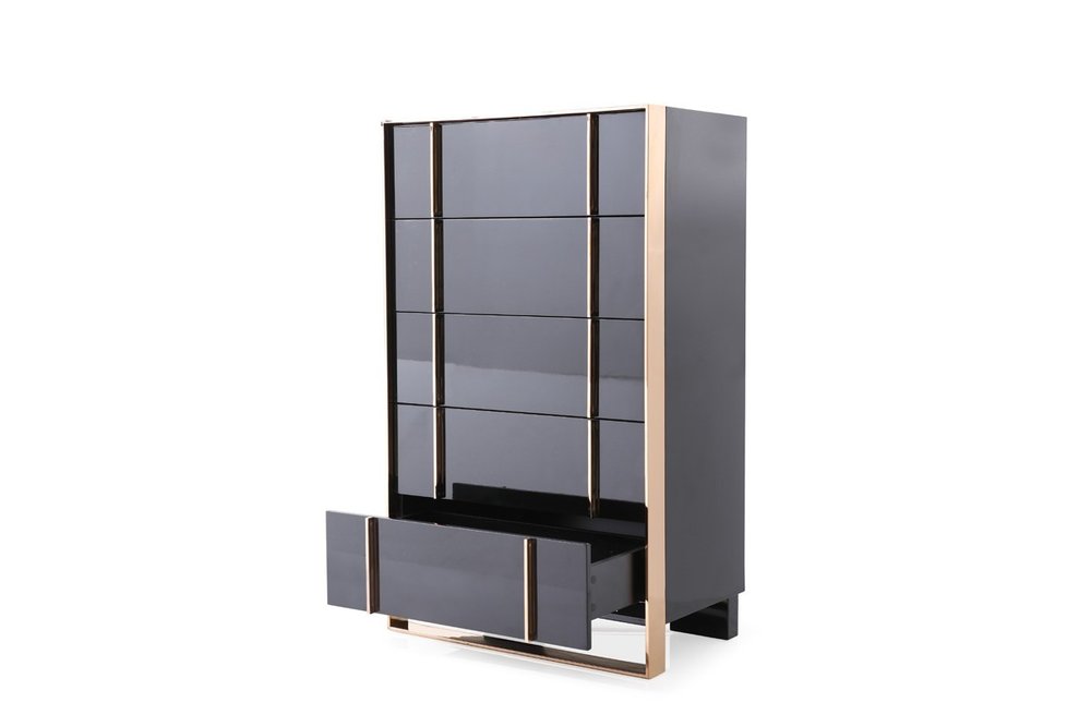 29" Black And Brushed Bronze Dresser