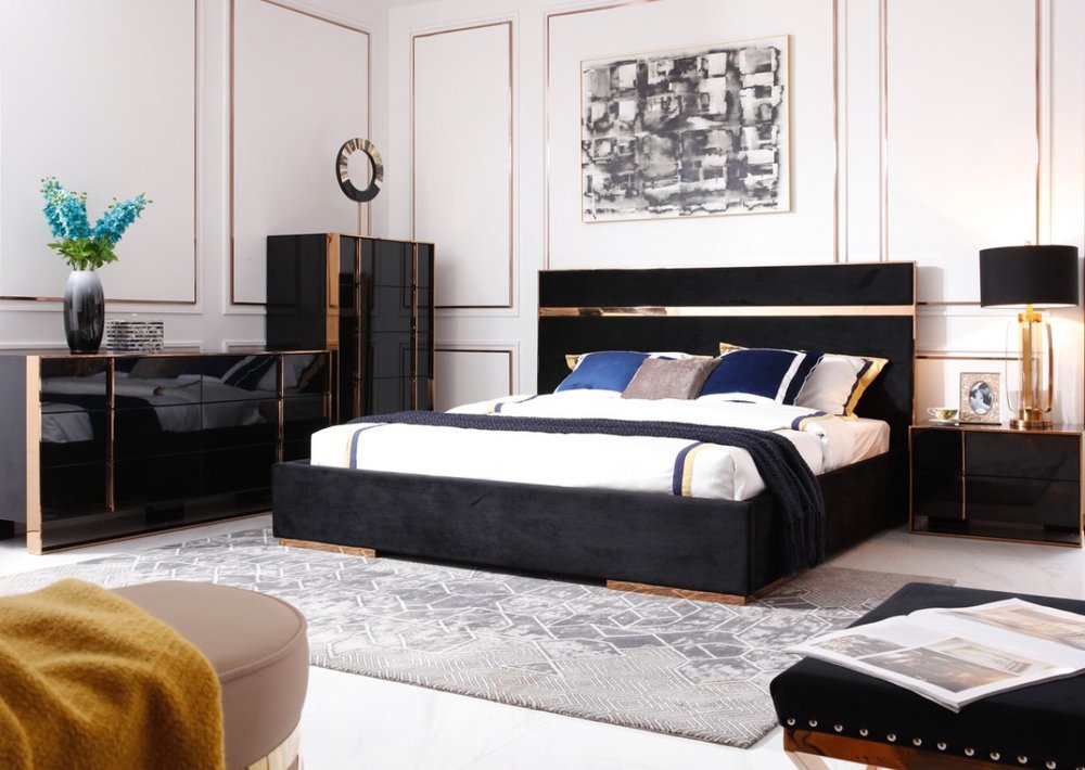 29" Black And Brushed Bronze Dresser