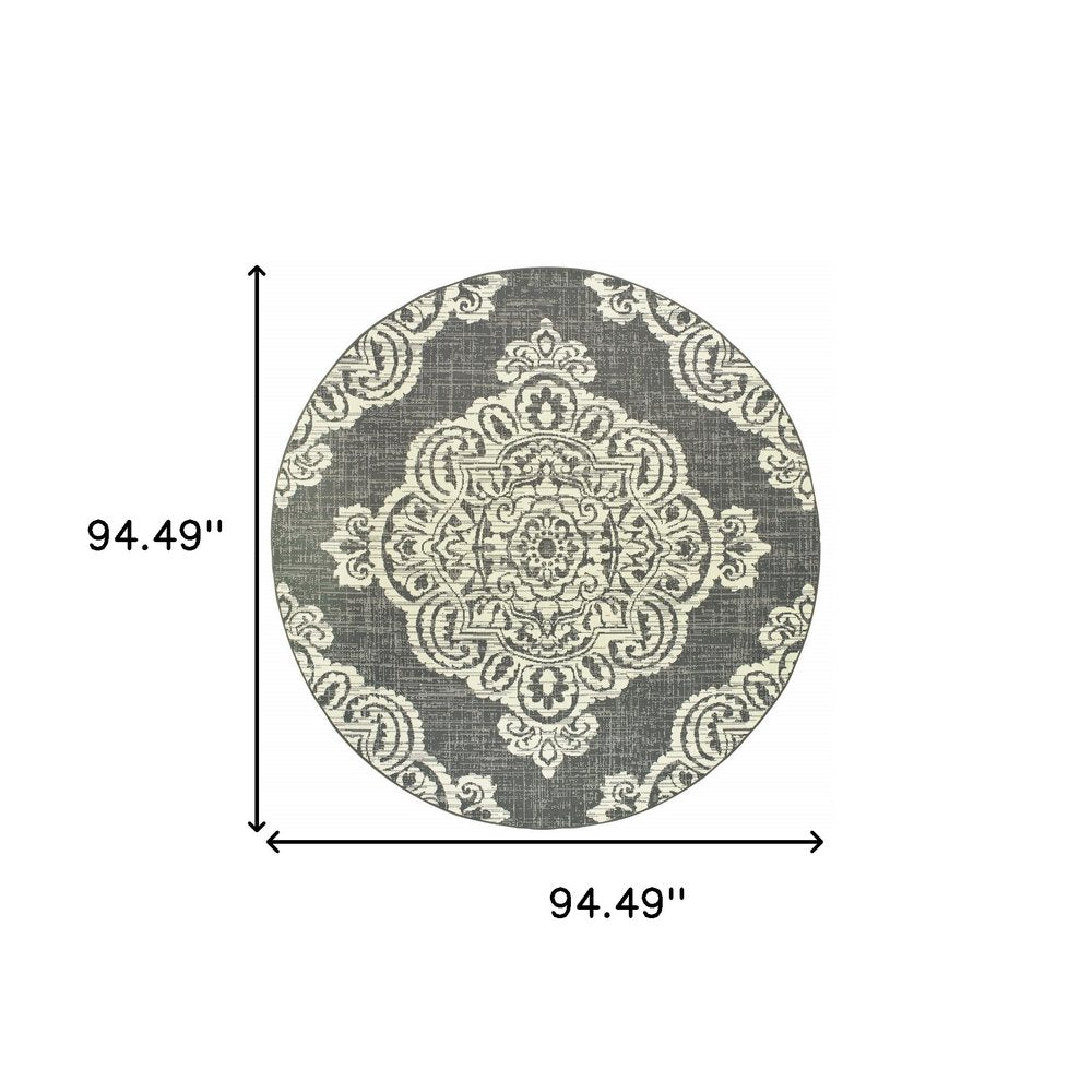 2' X 4' Blue Oriental Stain Resistant Indoor Outdoor Area Rug