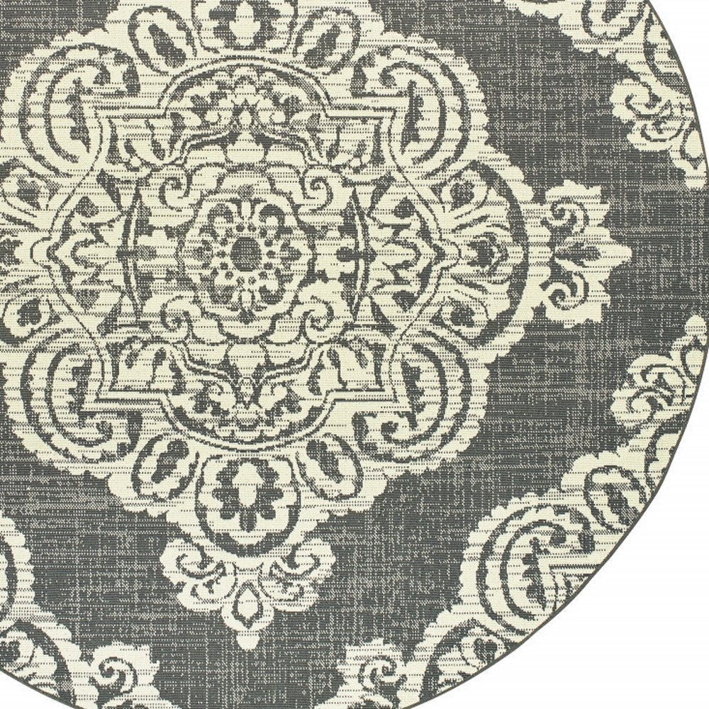 2' X 4' Blue Oriental Stain Resistant Indoor Outdoor Area Rug